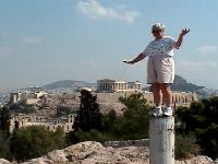 Jane Kucera palming the Parthenon