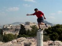 Robert Frazier palming the Parthenon