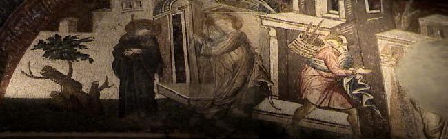 Joseph heading to Work, leaving Mary at home.