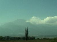 View of Mt Olympus just clearing the clouds.